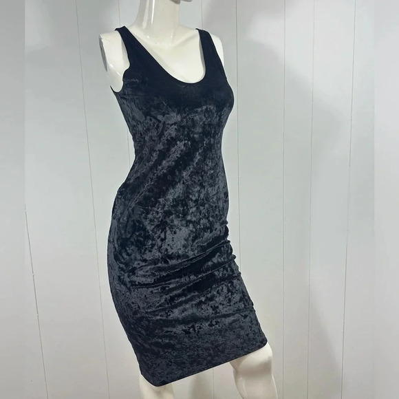 Popular Basic Velvet Sleeveless Dress Cocktail V Neck - Picture 3 of 8
